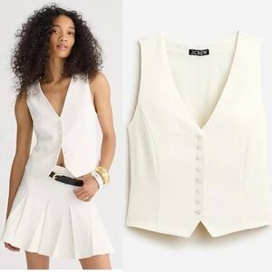 J. Crew Slim-fit Tuxedo Vest Cream